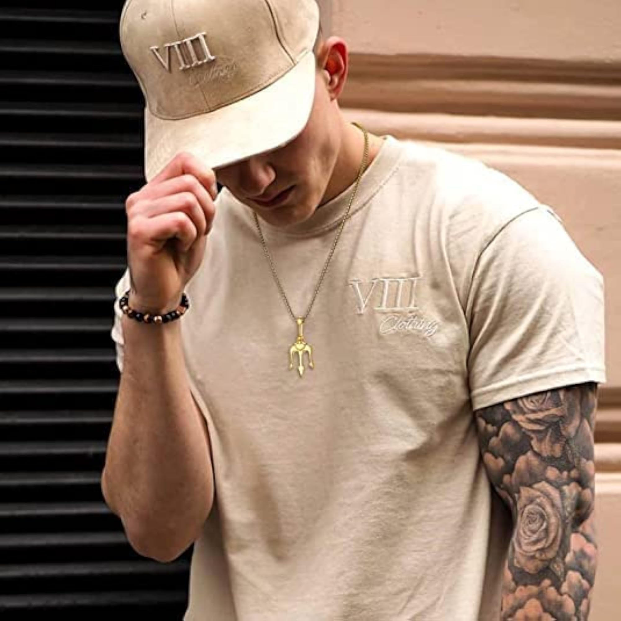 Men's Gold & Silver Black Chain Locket Necklace