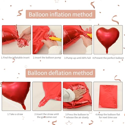 Image of Rose Gold and Pink Heart Balloons, 18 Inch Hot Pink Heart Shape Balloons Foil, 10 Pcs Rose Gold Pink Heart Balloon for Girls Women Valentines Day Birthday Wedding Baby Shower Bridal Party Decorations