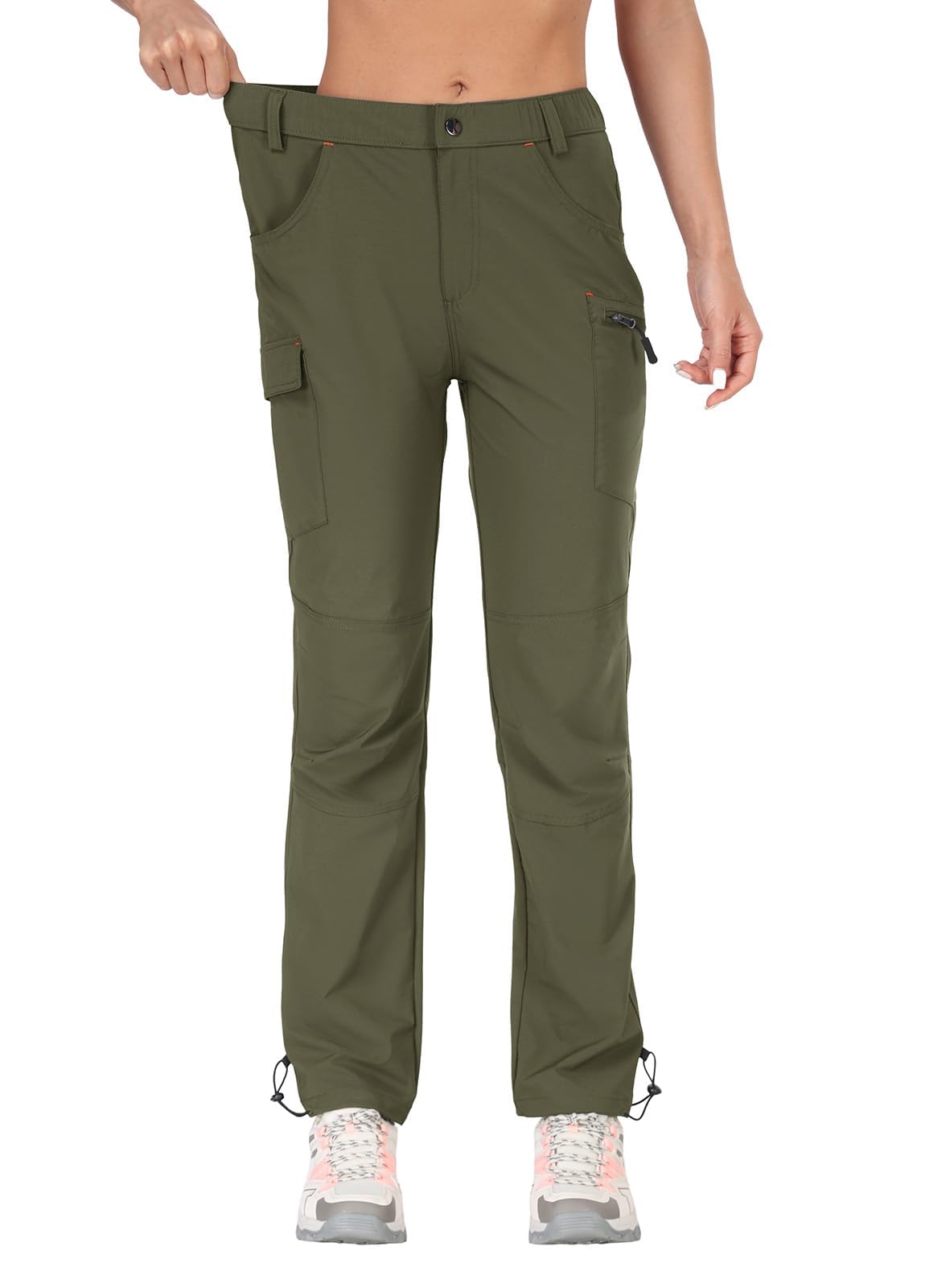 GymBrave Pantaloni Trekking Donna Cargo Capri 3/4 Estivi Leggeri Asciugatura Rapida con Tasche Zip Campeggio All'Aperto