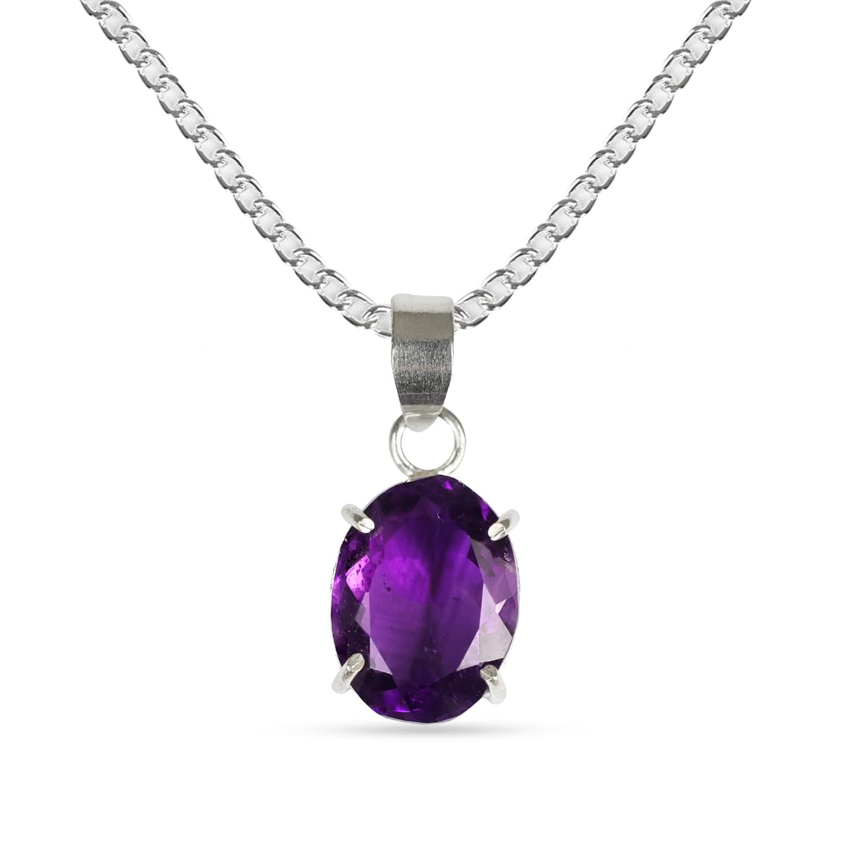 Reiki Crystal Products Natural Amethyst Gemstone Pendant Crystal Stone Cutting Oval Shape Pendant Locket with Metal Chain Size : 25 mm Approx
