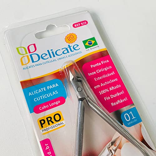 ALICATE PARA CUTÍCULAS DELICATE 928 PROFISSIONAL COM MOLA DE SILICONE EXTERNA EM FORMATO DE M (AMARE