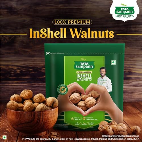 Image of Tata Sampann Inshell Walnuts /Akhrot, Rich in Protein, Dietary Fibre & Magnesium, Source of Phosphorus, Naturally Cholesterol Free, Nutritious Snack, 500g (Pack of 3)