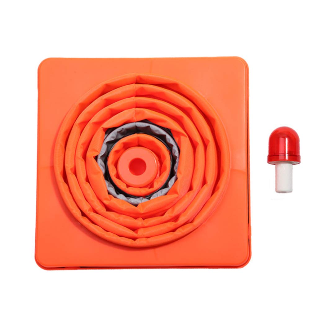 Cône de Chantier Pliable Orange avec Lampe LED Réfléchissante | Caoutchouc et Tissu, 1 Pièce avec 2 Piles Aaa, pour Événements Sportifs, Format Facile à Transporter