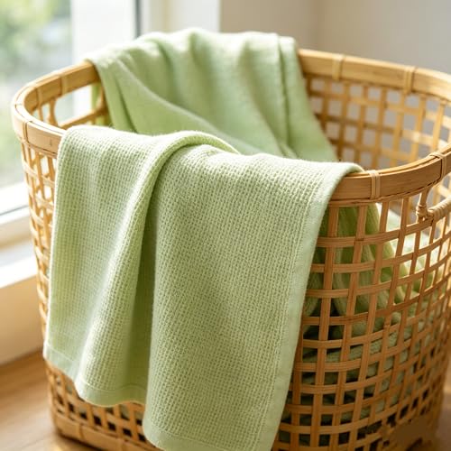 Image of TL Care 100% Cotton Thermal Waffle Swaddle Blanket (30 inch x 40 inch), Soft, Breathable & Stretchy, Celery, for Boys and Girls, Perfect for Swaddling, Travel and Gifting
