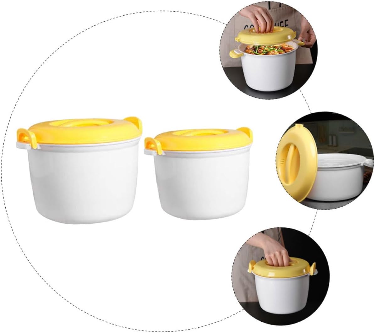 PRETYZOOM 2pcs Microwave Rice Cooker Set Portable Multi-functional Steamer for Rice Oatmeal and Soups for Home Office and Dorm Use Easy to Carry and Store