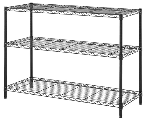 Home Storage Space HSS 3-Tier Wire Shelving Unit with 3 Shelf Liners, 18