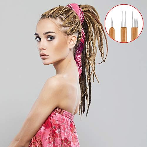 WILLBOND 5 Pieces Dreadlocks Crochet Hook Tool Includes 3 Dreadlocks Crochet 1 、2 、3 Hooks for Hair Dreads Braid Craft Weaving 2 Hair Locking Tool(0.75 Mm)(0.5 mm) - 1