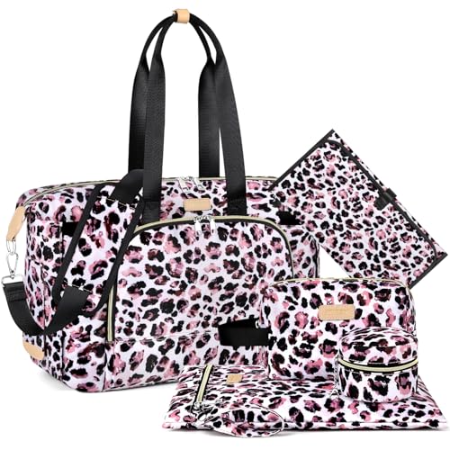 Diaper Bag Tote for Baby 7PCS, Large Mommy Bag with Portable Changing Pad
