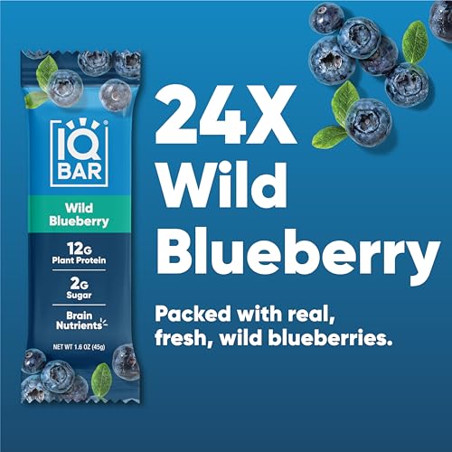image for IQBAR Brain and Body Plant Protein Bars - Wild Blueberry - 24-Count - 