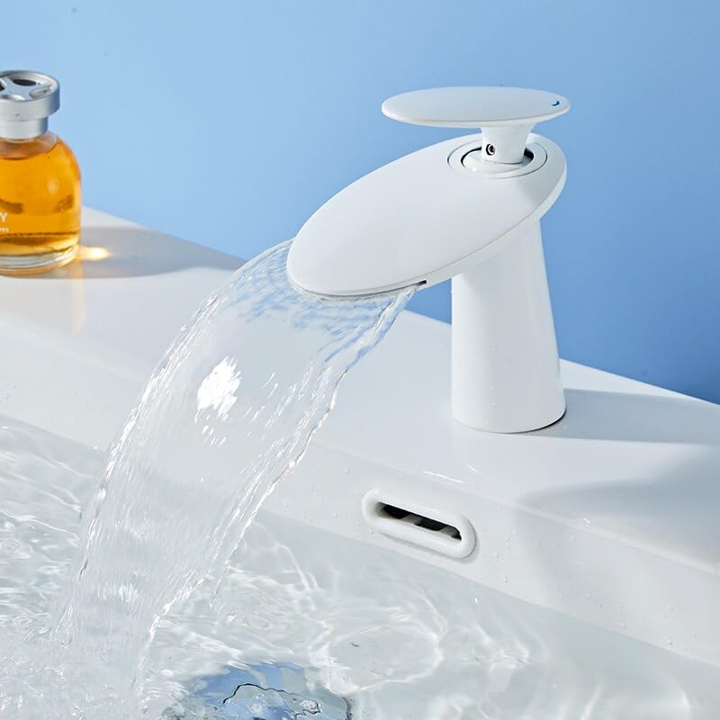 Robinet de lavabo cascade mitigeur de salle de bains eau chaude froide monotrou