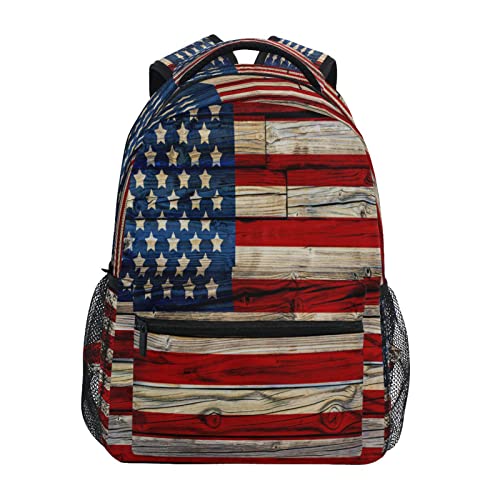 Mochila para portátil resistente al agua con estampado de bandera americana para clase