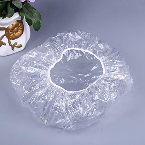 YIZIJIZI Disposable Shower Caps, 110Pcs Individually Packaged, Large&Thick Waterproof Shower Cap,Transparent Plastic Hair Processing Cap, Used in Home, Beauty Salon, Hotel,Food Service (white)