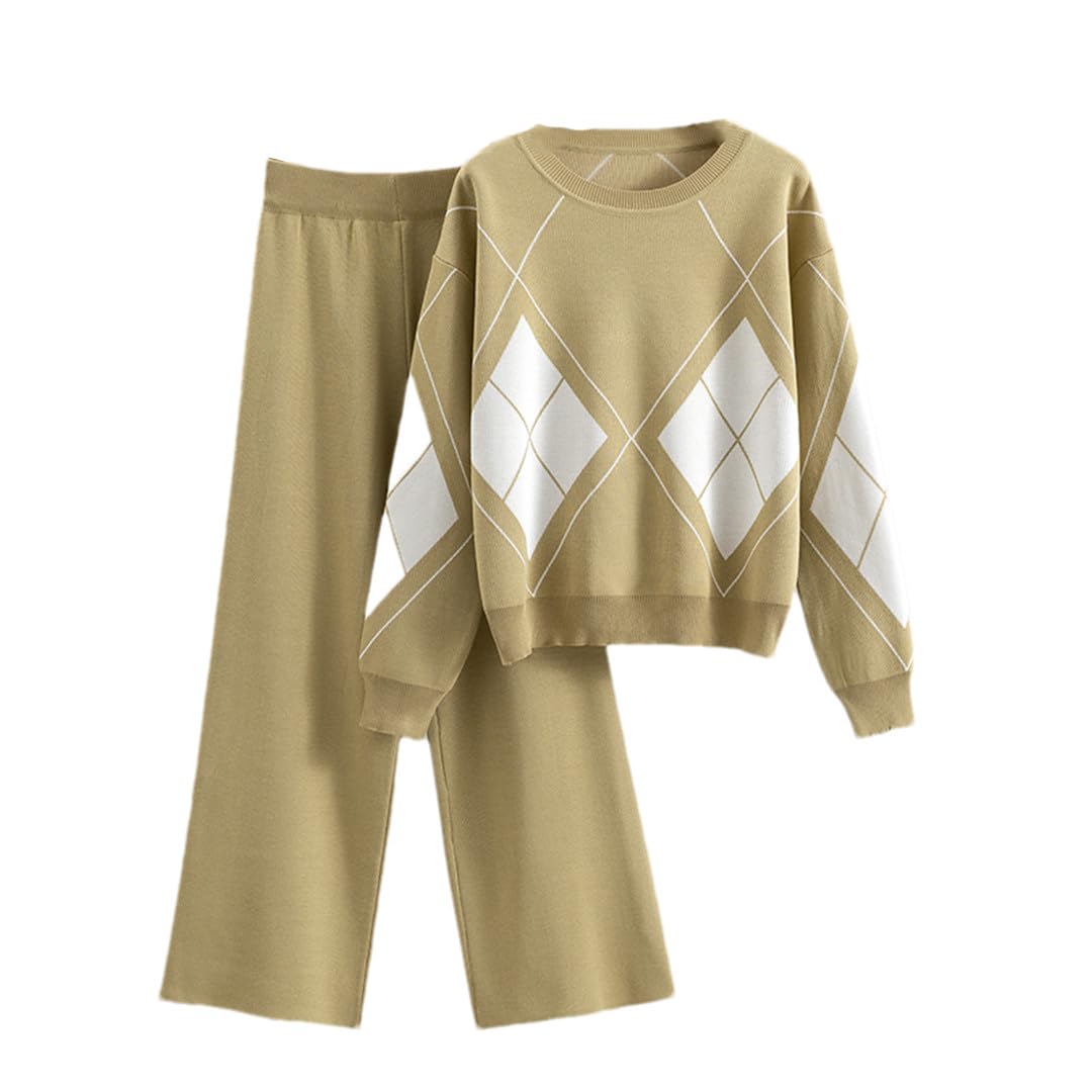 Two-Piece Womens Activewear Set Autumn Pants Set Womens Sweatshirt Diamond Track Sleeve Set