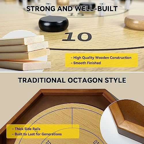 Juego de mesa Crokinole de 30 pulgadas madera miniatura 2
