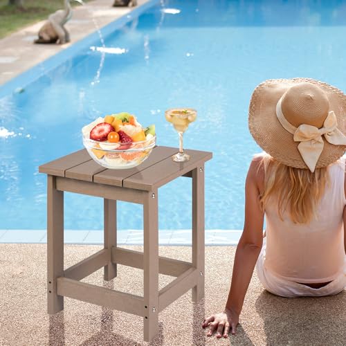 image for LZRS Adirondack Square Outdoor Side Table for Patio, Pool Composite Pa