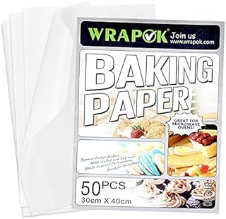 WRAPOK Baking Parchment Paper Greaseproof Cooking Sheets White Non-Stick Pre-Cut Liners for Kitchen Home, 12 x 16 Inch (50 Count)