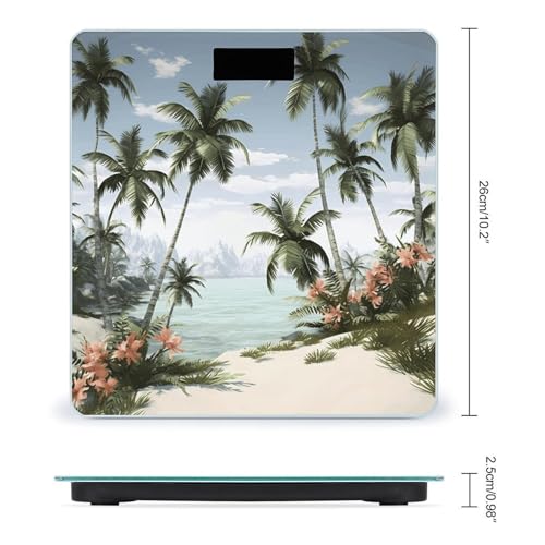 Báscula Digital Tropical Palm Trees para Baño Compacta y Precisa miniatura 2