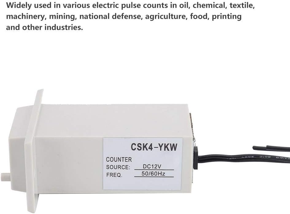 Pulse Counter, 4 Digit Mechanical Electromagnetic Industrial Totalizer DC12V Powered for Water Meter Systems Electricity Monitoring Production Line Automation Industrial Applications