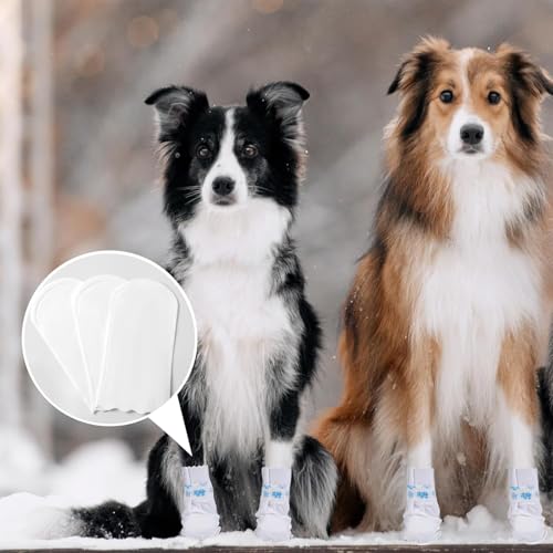 OBSEWAU 20 Stück Einweg-Hundeschuhe, Einweg-Hundesocken mit selbstklebenden Pfotenpolstern, Hundefußabdeckungen Socken für kleine Hunde für drinnen und draußen Spaziergänge