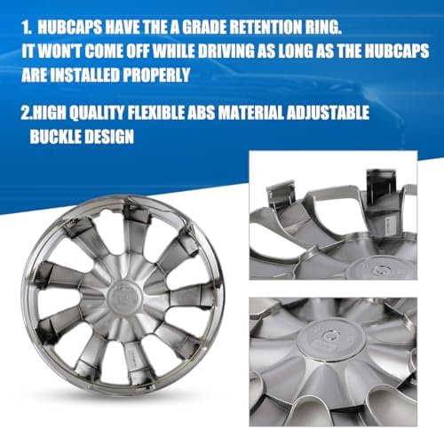Winjet 17 Inch Hubcaps [Only Fit Iron Hub - Steel Wheel] Wheels Rim Cover Replacement for Toyota Nissan Rogue Ford Fusion Chevrolet Malibu - Fits Most Cars (17 Inch Set of 4, Chrome) - 3