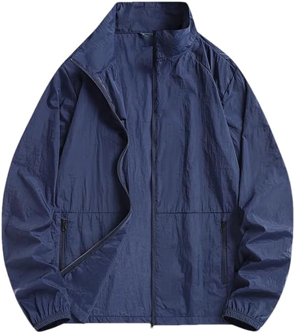 Men Casual Fishing Bike Zipper Jacket With Pocket Gym Running Outdoor Thin Jacket