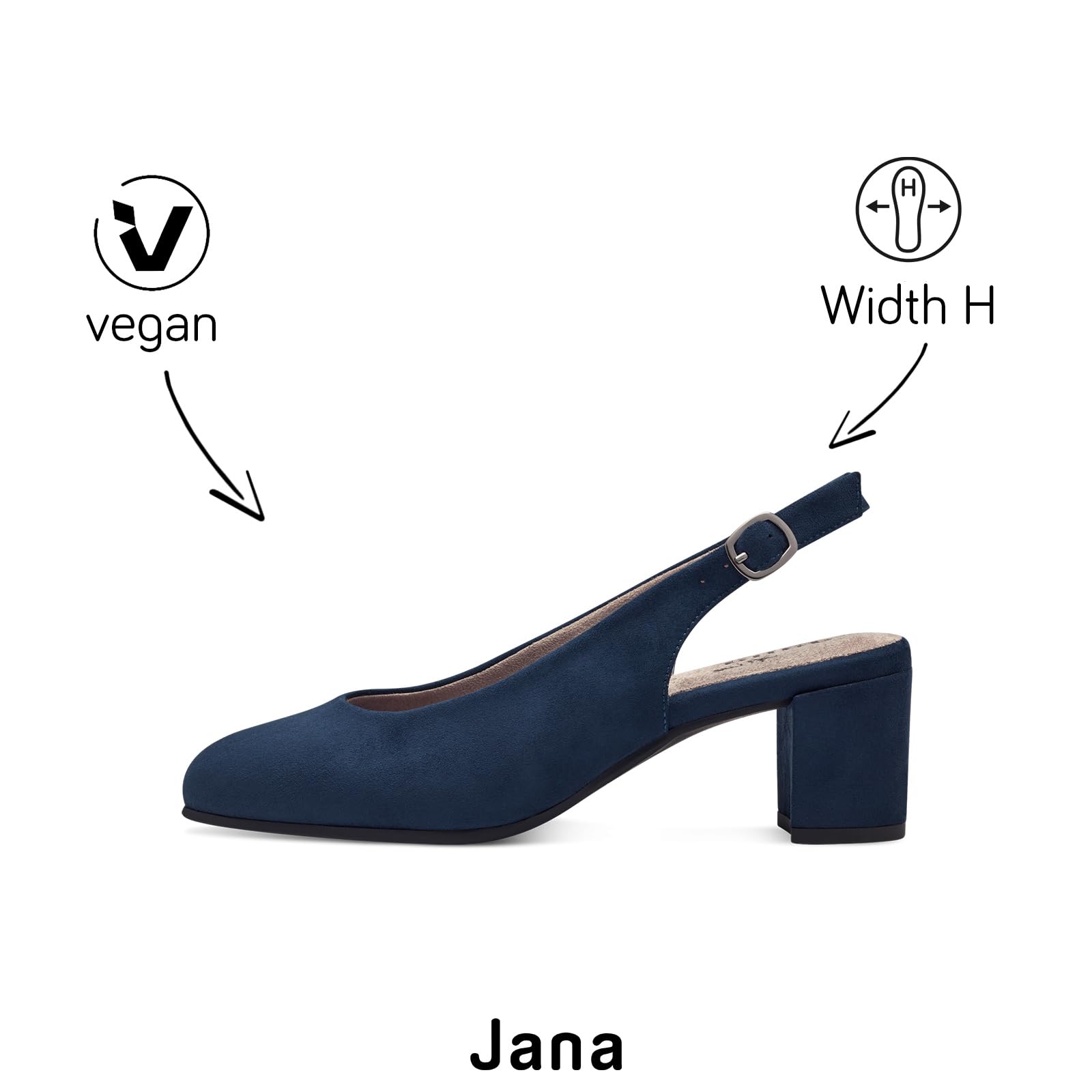 Jana Damen Slingpumps mit verstellbarem Riemen Vegan