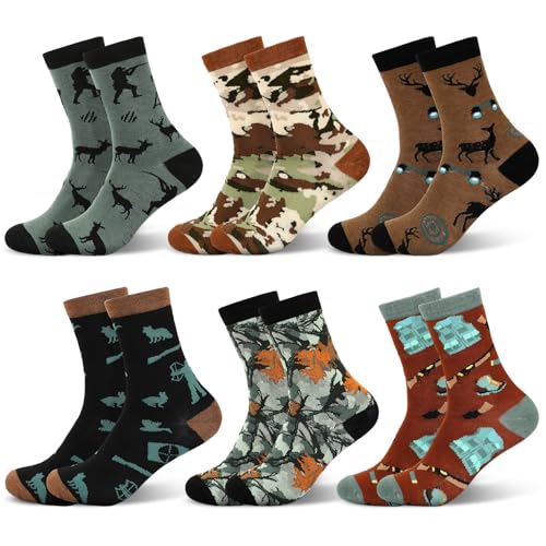 Geyoga 6 Pares de Calcetines de Caza Regalo para Cazadores Calcetines Deportivos de Algodón Regalos para Cumpleaños Navidad Día del Padre Accesorios de Caza para Hombre Papá Esposo Amigo Colega