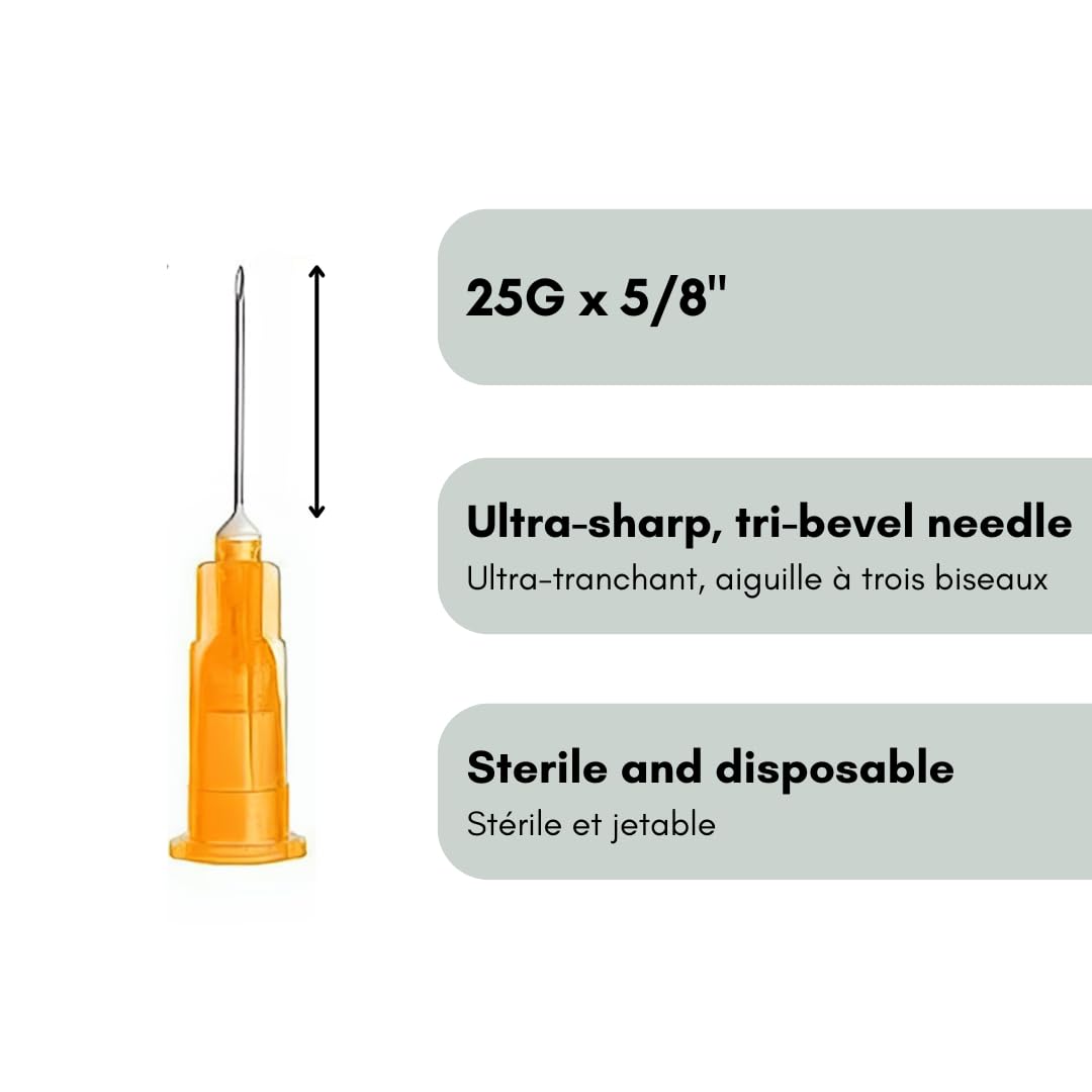 Elimedical 100 Stück Edelstahl Abgabe Tube,Einzeln verpackt (25G x 5/8"(0,5x16mm))