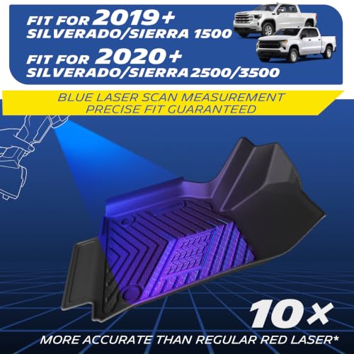 Image of Michelin Vehicle Mats for 2019-2026 Chevy Silverado /GMC Sierra 1500 | 2020-2026 2500 /3500, Crew Cab Bench Seat W /Under Seat Storage, All-Weather TPE Custom Fit Liner, Premier