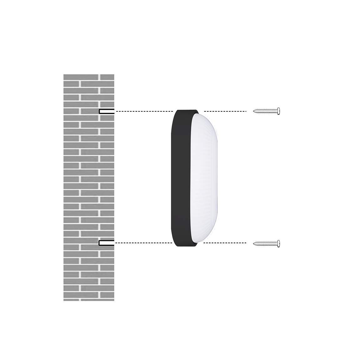 Oktaplex LED Kellerlampe BASE 230 V 9W IP65 Oval Deckenleuchte Schwarz 4x | 800 lm, Neutralweiß 4000K, Feuchtraum geeignet, Decken- und Wandmontage, Robustes Kunststoffgehäuse