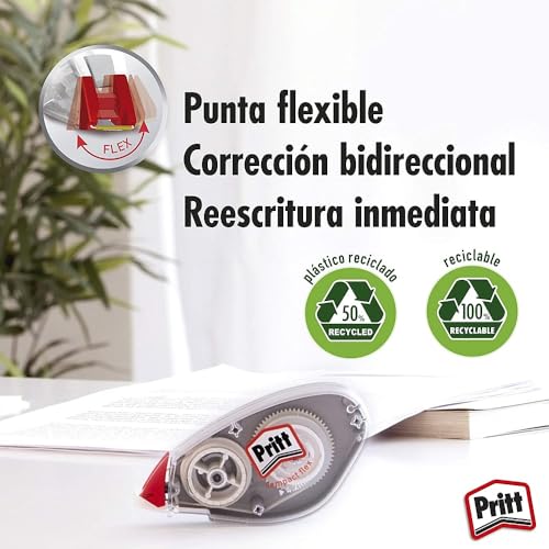 Pritt Roller Compact Korrekturroller zum Abdecken von Fehlern, Korrekturstift und gedruckter Text, vielseitiger weißer Korrektor für Phrasen und Buchstaben, 2 x (4,2 mm x 10 m)