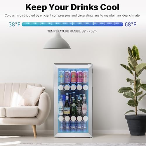 Yeego YE-YEG-BSJC88 3.1Cu.Ft Beverage Refrigerator Cooler, 121 Can Mini Fridge thumb #4