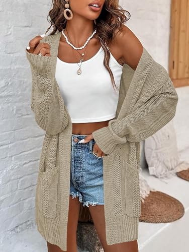 Image of Light Cardigan Summer Boho Sweaters for Women Crochet Oversized Thin Beach Boho Lightweight Coverups Camel Heather M