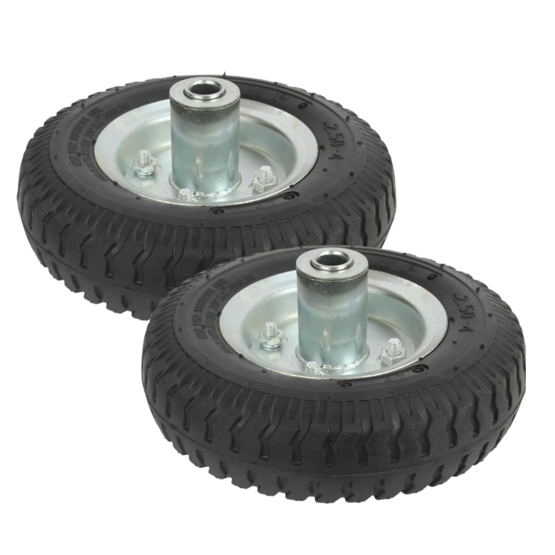 Lot de 2 roues de rechange pour diable 2,50-4 - Diamètre : 16 mm - Moyeu asymétrique