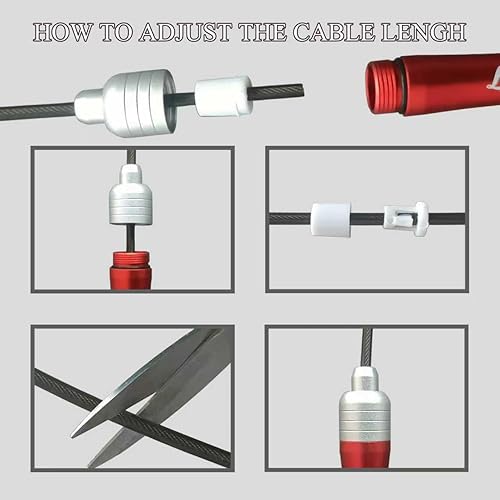 Miniatura 6 de LANGETUKEE - Cuerda de saltar de velocidad  Cuerda ajustable de acero de 9.2 pies y 0.157 in con rodamientos de bolas de 360 y asas de silicona de