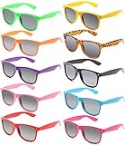 FSMILING Nerd Bunt Party Sonnenbrille Lustige Retro Neon Kinder Damen Herren Party Brille Set