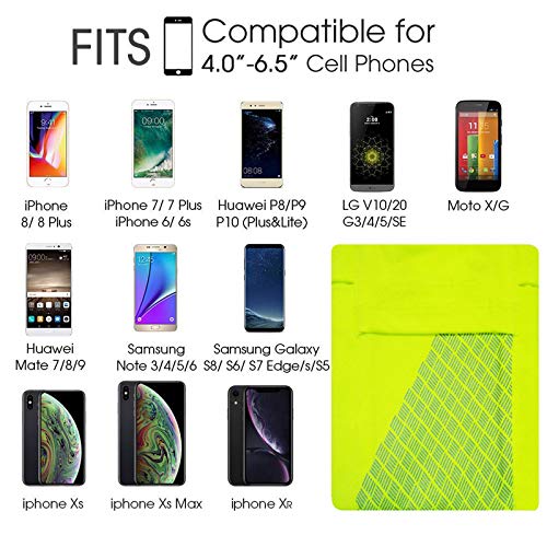 Ailzos Cell Phone Armband For Running, Universal Sports Armband For Iphone X 8/7/6/6S Plus, Samsung Galaxy S9/S8/S7/S6 Phone Arm Holder With Keys Pocket For Gym Workouts Exercise Or Running, Green,L #TOP6