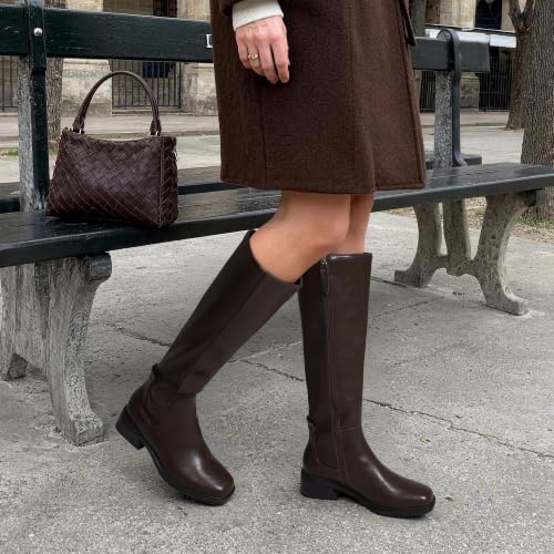 Image of DREAM PAIRS Women's Knee High Riding Tall Boots | Square Toe,Side Zipper,Low Heel,Casual Comfort Riding Long Tall Boots