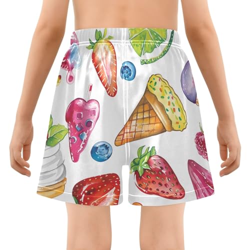Bolaz Toddler Boys Swimwear Swim Trunks with Compression Liner 4T Dessert Cupcake Ice Cream3