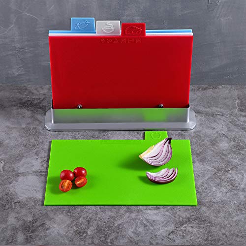 Bergner, Cutting Board Set of 5, Plastic Colour Coding Chopping Boards for Vegetables Meat, Poultry, and Fish - Image 4