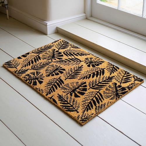 Thedecofactory - Thedecofactory Fougere - Paillasson en Fibre de Coco Motif fougères Naturel et Noir 60x40 - -19%