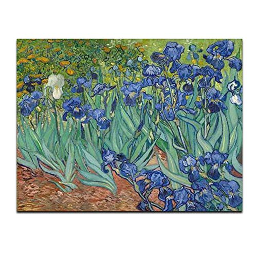Wieco Art Irises Extra Large Modern Gallery Wrapped Floral Giclee Canvas Prints By Van Gogh Famous Flowers Oil Paintings Reproduction Artwork Pictures on Canvas Wall Art for Bedroom Home Decorations