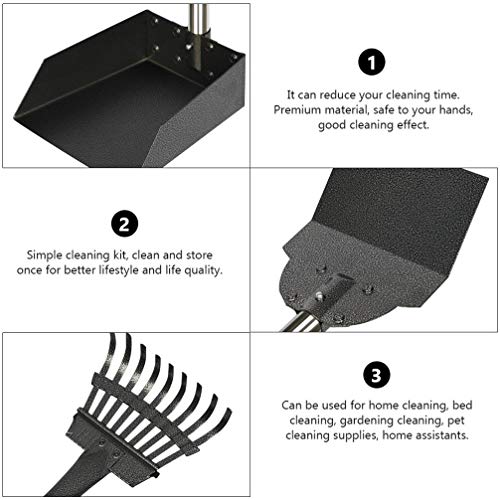 VILLCASE 1 Conjunto Bandeja De Alumínio Ancinho E Pá Colher Cocô Scooper Pooper Cão Conjunto Ajustáv