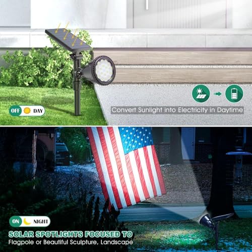 Osord 18LED-CW-1P Solar Spot Lights Outdoor, Bright Solar Landscape Spotlights Waterproof 18Led 2-In-1 Solar Flag Light Adjustable Auto On/Off Solar Powered Uplights thumb #3