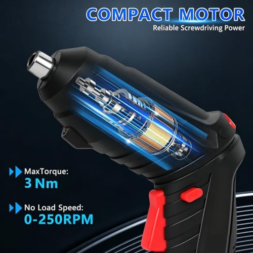 Image of JENABOM 14 in 1 Electric Screwdriver Cordless Rechargeable Small Power Drill Set 3.6V Li-ion 3.5Nm Max Torque Electric Rotatable with Case LED Light Screwdriver for Home Office DIY Tools (Black)