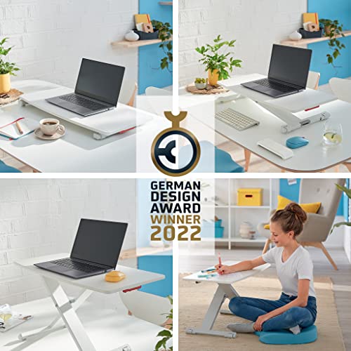 Compact Ergonomic Standing Desk Converter - Adjustable Height, White & Grey - Image 4