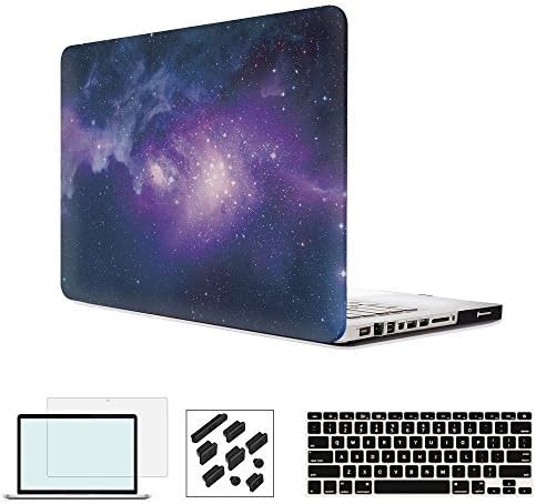 Compatible with Old MacBook Pro 15 inch Case Starry Purple (CD Drive) A1286 2010-2012, 4 in 1 Bundle Exquisite Finish Plastic Hard Shell Keyboard Cover Set