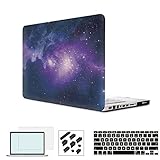 RYGOU Compatible with Old MacBook Pro 15 inch Case Starry Purple (CD Drive) A1286 2010-2012, 4 in 1 Bundle Exquisite Finish Plastic Hard Shell Keyboard Cover Set