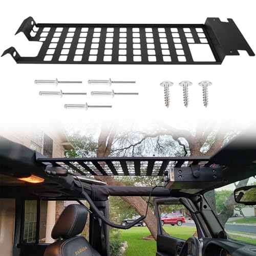 Top Roof Rack Cargo Hard Top Molle Panel for Jeep Wrangler JK 2007-2018(4-Door), Overhead Molle Panel Luggage Storage Carrier Metal Shelf Accessories for JK