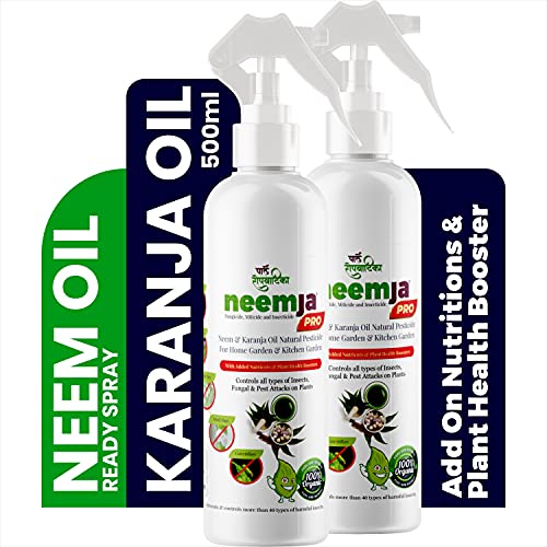 Parle Ropvatika Neem Karanja Oil Spray for Indoor Outdoor Plants Garden, 500ml Pack 2 (1 Liter), for healthy lush green organic gardening (White)